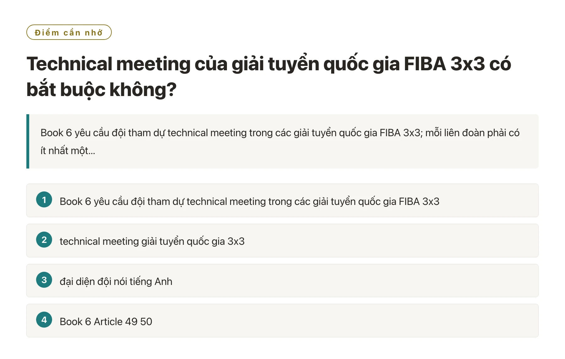 Technical meeting của giải tuyển quốc gia FIBA 3x3 có bắt buộc không?——全文要点速览